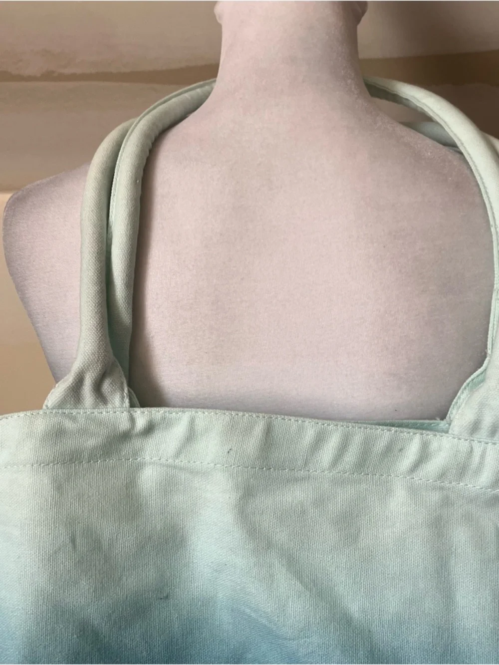 Athleta Ombre Blue and White Cotton Canvas Tote Bag - Picture 3 of 5